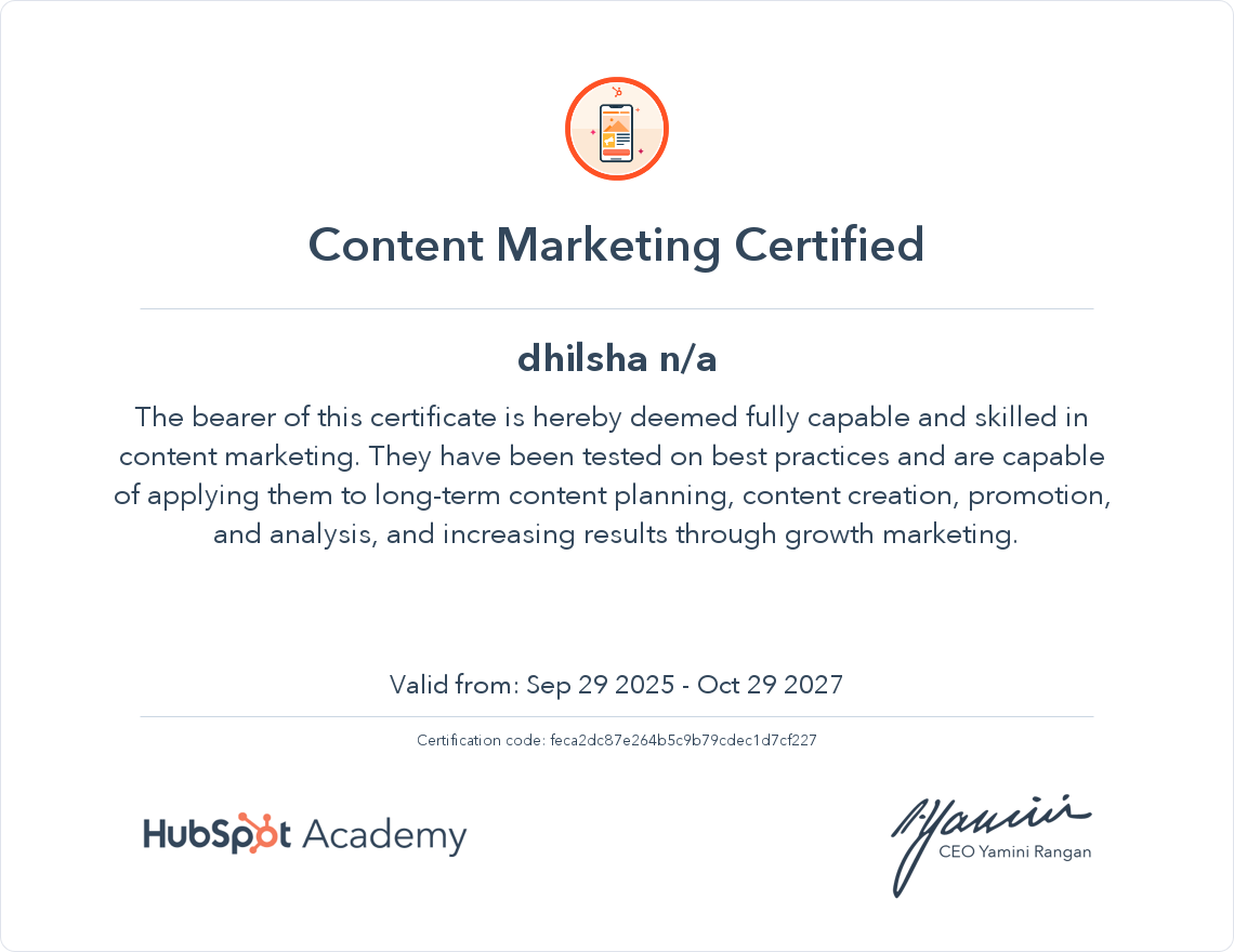 hubspot content marketing certification